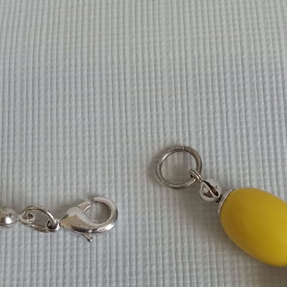 Yellow & Silver Toned Alternating Plastic Beaded Long Length Layering Necklace - Picture 8 of 8